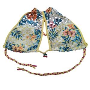 Yamamay for Pacaha Bikini Top Yellow Lace Overlay Cherry Charm Lolita Beach